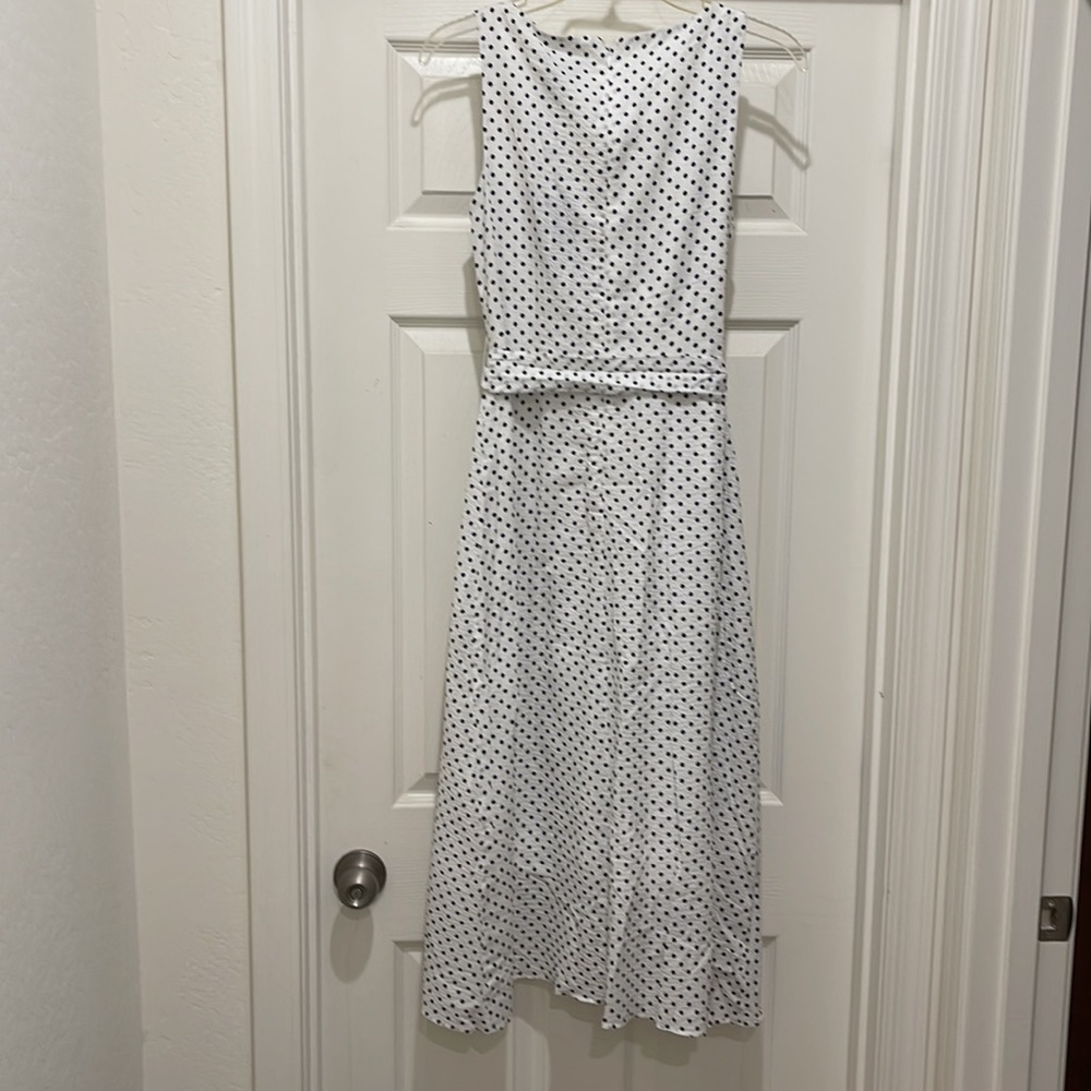 NWT DKNY Midi Faux Wrap Chiffon/crepe Black & White Dress - Picture 4 of 12